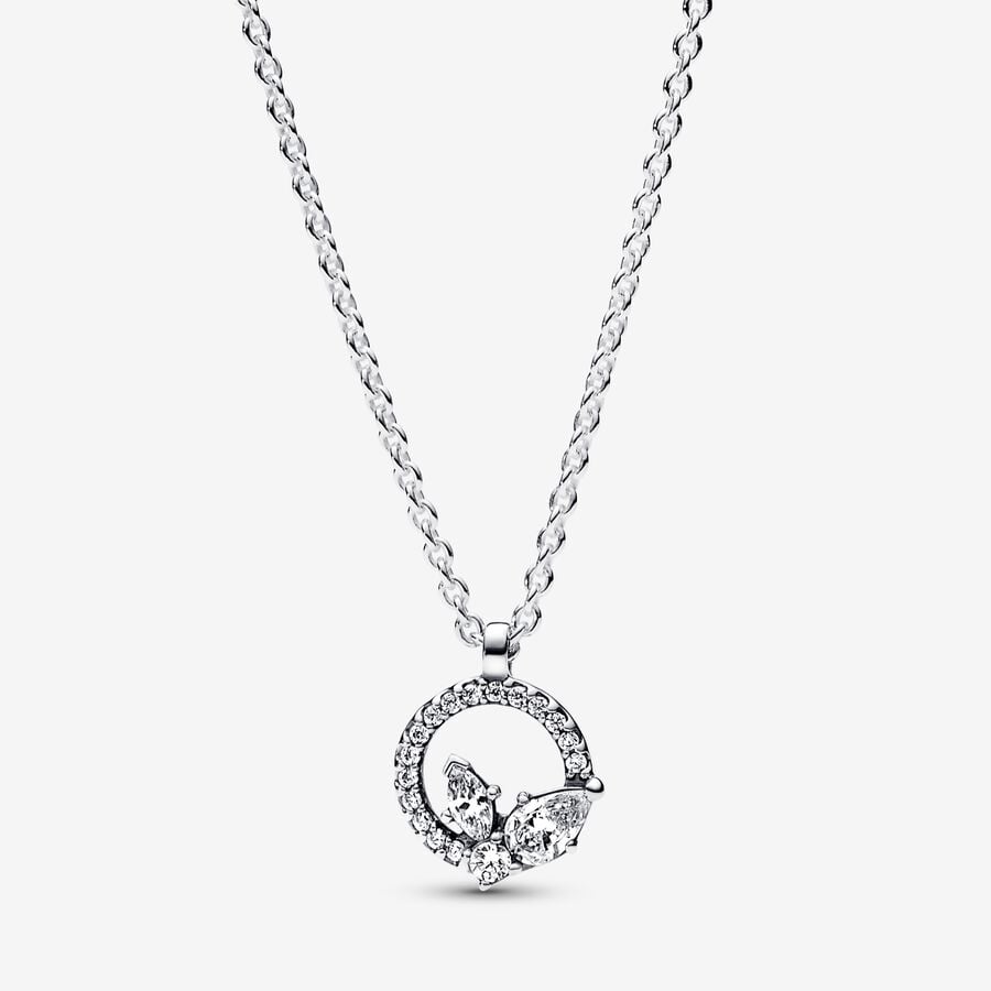 Sparkling Herbarium Circle and Cluster Necklace and Earrings Set